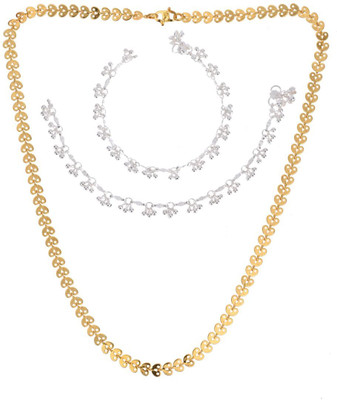 AanyaCentric Alloy Silver, Gold-plated Gold Jewellery Set(Pack of 3)