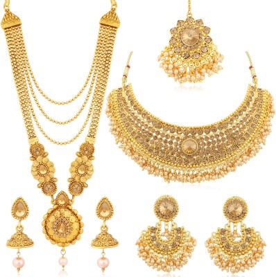 Sukkhi Alloy Gold-plated Gold Jewellery Set(Pack of 7)