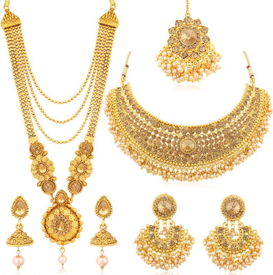 Sukkhi Alloy Gold-plated Gold Jewellery Set(Pack of 2)