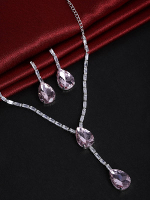 Shri Radhe Fashion House Alloy Pink Jewellery Set(Pack of 1)