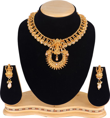 Swarajshop Copper Gold-plated White Jewellery Set(Pack of 2)