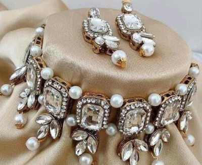 abdur raheem jewellers Stone, Alloy White, Beige Jewellery Set(Pack of 1)