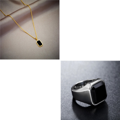 MAATRCHAAYA Alloy Sterling Silver, Gold-plated Black, Gold Jewellery Set(Pack of 2)