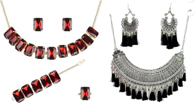 JMBW INTERNATIONAL Alloy Red, Silver Jewellery Set(Pack of 2)
