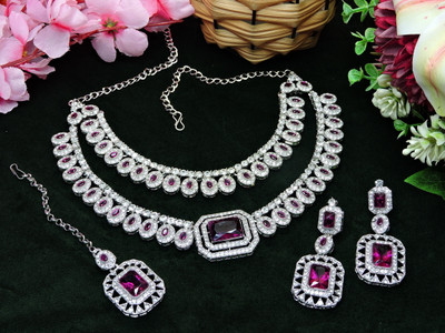 VATSALYA creation Alloy Gold-plated Purple Jewellery Set(Pack of 1)
