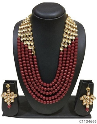 CATALYST Crystal Gold-plated Maroon Jewellery Set(Pack of 1)