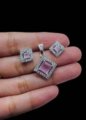 Vipunj Alloy Sterling Silver Pink, Silver Jewellery Set(Pack of 2)