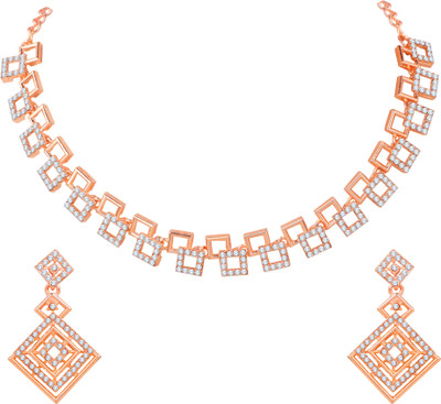 Atasi International Alloy Gold-plated Rose Gold, White Jewellery Set(Pack of 1)