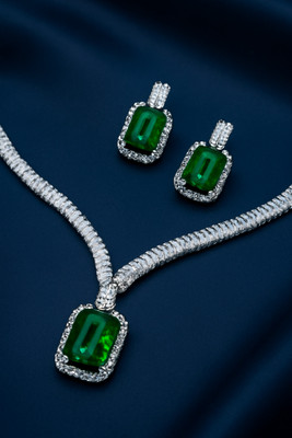 Alyra Collection Alloy Rhodium Green, Silver Jewellery Set(Pack of 1)