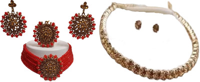 JMBW INTERNATIONAL Alloy Red, Gold Jewellery Set(Pack of 2)