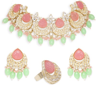 Oomph Alloy Gold-plated Pink, Green, White Jewellery Set(Pack of 4)