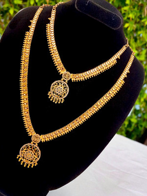 Pretty Queen Brass, Stone, Copper Gold-plated White, Gold Jewellery Set(Pack of 2)