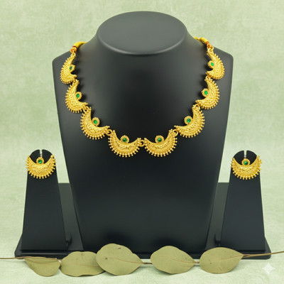 Navadurga Jewels Brass Gold-plated Green Jewellery Set(Pack of 1)