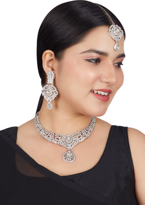R A Enterprises Alloy Rhodium Silver Jewellery Set(Pack of 4)