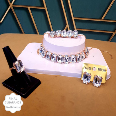 AMHRIK IMITATION Brass White Jewellery Set(Pack of 1)