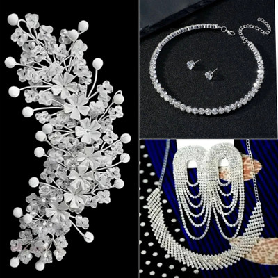 Prime Shine Alloy Silver White, Silver Jewellery Set(Pack of 3)