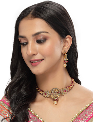 Sukkhi Alloy Gold-plated Pink Jewellery Set(Pack of 3)