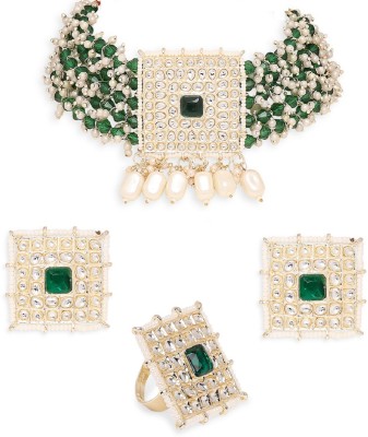 fabula Alloy Gold-plated Green, White, Gold Jewellery Set(Pack of 3)