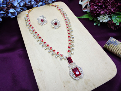 VATSALYA creation Alloy Gold-plated Maroon Jewellery Set(Pack of 1)