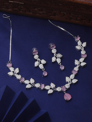 Bhagya Lakshmi Alloy Silver, Purple Jewellery Set(Pack of 1)