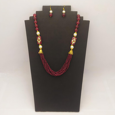 HIBAA Alloy Maroon, Gold Jewellery Set(Pack of 1)