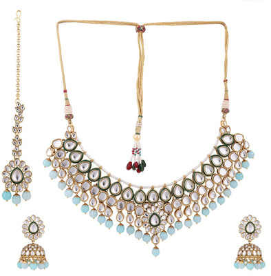 Styylo Jewels Brass Gold-plated Green Jewellery Set(Pack of 4)