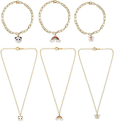 EnlightenMani Alloy Gold-plated Multicolor Jewellery Set(Pack of 6)