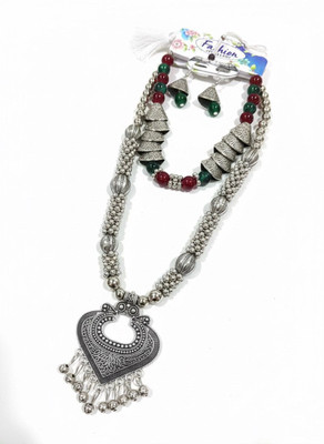 zainab Brass Silver Jewellery Set(Pack of 1)