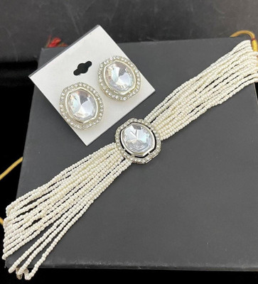 MoonPearl Alloy White Jewellery Set(Pack of 1)