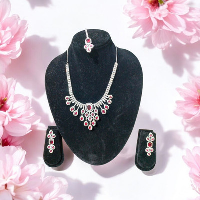 SHRINIKA ENTERPRISE Brass, Copper Silver, Pink Jewellery Set(Pack of 1)