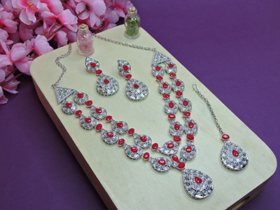 VATSALYA creation Alloy Gold-plated Red Jewellery Set(Pack of 1)