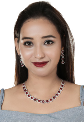 Moonron Brass Rhodium Red Jewellery Set(Pack of 1)