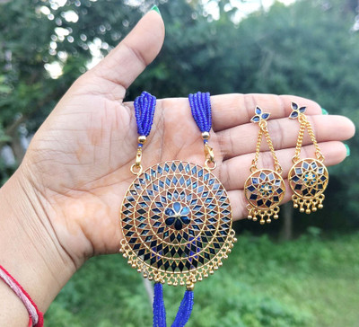 balaji gold Copper Gold-plated Blue Jewellery Set(Pack of 2)