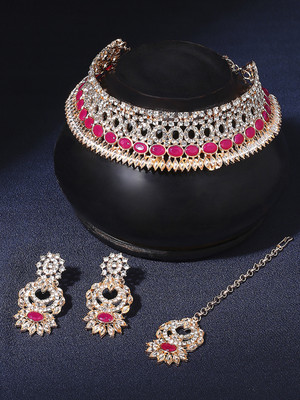 VATSALYA creation Alloy Gold-plated Ruby Red Jewellery Set(Pack of 1)