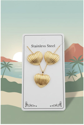 Forever Sparkles Stainless Steel Gold-plated Gold Jewellery Set(Pack of 1)