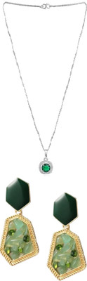Gauri Fashions Stone Silver, Green Jewellery Set(Pack of 1)