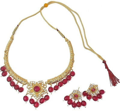 YOGITACREATIONS Brass Gold-plated Red Jewellery Set(Pack of 1)
