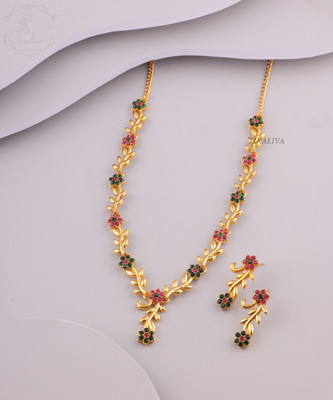 TINALIVA Brass Gold-plated Multicolor Jewellery Set(Pack of 1)