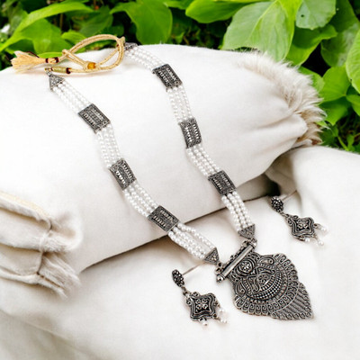 Lucky Jewellery Alloy Silver Silver, White Jewellery Set(Pack of 3)