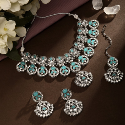 KATELYN PRODUCTS Zinc Silver Turquoise Jewellery Set(Pack of 3)