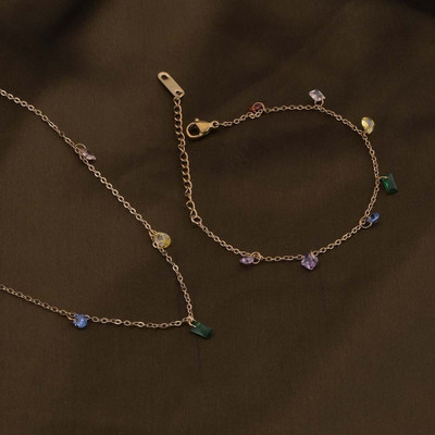 Palmonas Stainless Steel Gold-plated Gold Jewellery Set(Pack of 1)