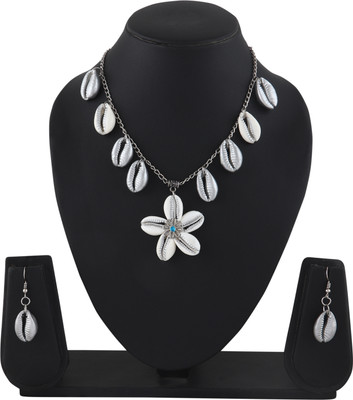 ZEWLA CRAFT Shell White, Silver Jewellery Set(Pack of 1)