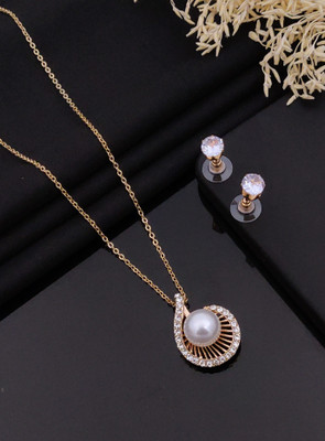 RARE ONE STUDIO Alloy Gold-plated White Jewellery Set(Pack of 2)
