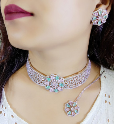 DENICRAAS Alloy Turquoise, Pink, Silver Jewellery Set(Pack of 3)