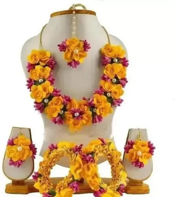 PRIYA IMPEX Fabric Yellow, Red Jewellery Set(Pack of 1)