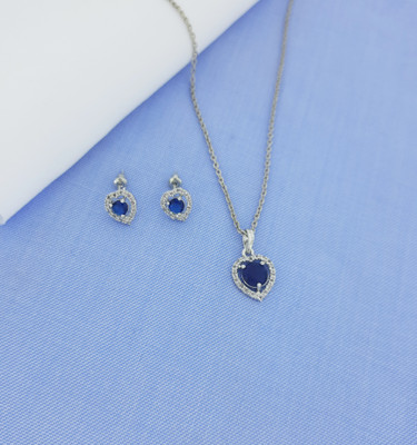 Pihoo Enterprise Alloy Silver Blue, Silver Jewellery Set(Pack of 1)