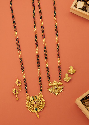 bhanu diam Alloy Gold-plated Gold, Black Jewellery Set(Pack of 1)