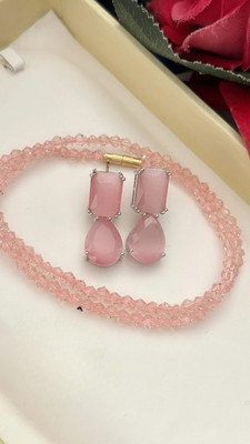 DENICRAAS Alloy Silver Pink Jewellery Set(Pack of 1)