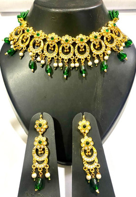 NIKYANKA Brass Gold-plated Gold, Green Jewellery Set(Pack of 3)