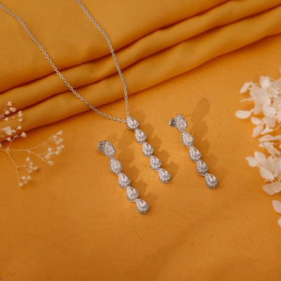 GIVA Sterling Silver Rhodium Silver Jewellery Set(Pack of 1)